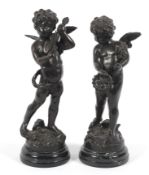 A pair of bronze cherubs after LG Moreau.