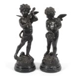 A pair of bronze cherubs after LG Moreau.