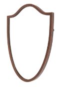 A Regency inlaid mahogany shield shaped wall mirror, L38.5cm x H53cm.