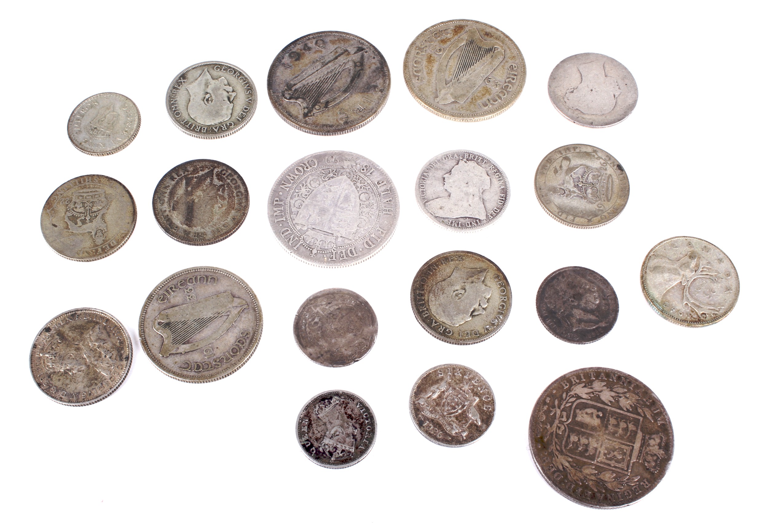 A small quantity of 19th and 20th century silver coinage. Including 1878 and 1899 half crowns. - Image 2 of 2