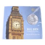 A 2015 fine silver £100 coin, Big Ben presentation pack.