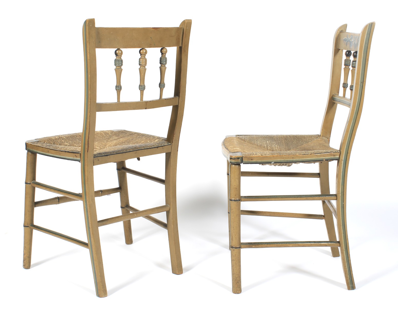 Pair of 19th century beech framed rush seat dining chairs. - Image 2 of 2