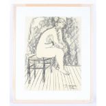 Hugo Dachinger (1908-1996), Seated Female Nude, charcoal on paper.