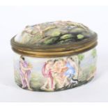 A late 19th century Capodimonte style gilt-metal mounted snuff box.