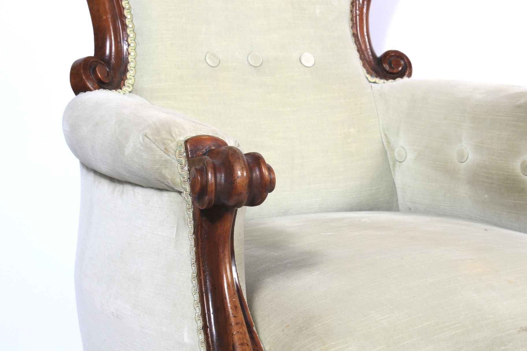 A pair of Victorian mahogany framed balloon-shaped button back armchairs. - Image 2 of 2