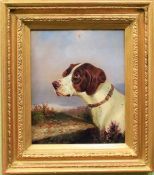 Colin Graeme (1858-1910), portrait of a pointer in landscape, oil on canvas.