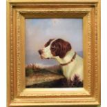 Colin Graeme (1858-1910), portrait of a pointer in landscape, oil on canvas.