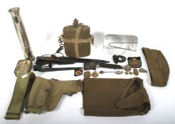 An assortment of military related collectables.