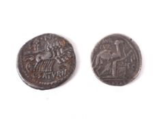 Two Roman silver coins.