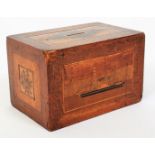 A Victorian Tunbridge Ware money box.