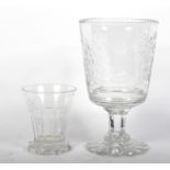 An Edward VIII coronation goblet with etched decoration together with a George VI large goblet with
