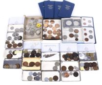 Assorted world coins including some silver.