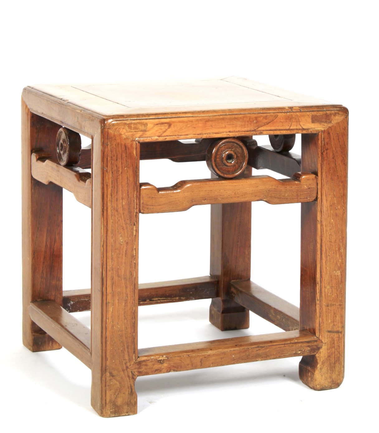 A Chinese hardwood square section stool.