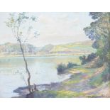 Samuel John Lamorna Birch (1869-1955), Calm at Evenng, The Looe Pool at Helston, oil on board,