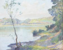 Samuel John Lamorna Birch (1869-1955), Calm at Evenng, The Looe Pool at Helston, oil on board,