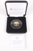 A 2017 22ct gold proof £1 coin, 8g, in box.