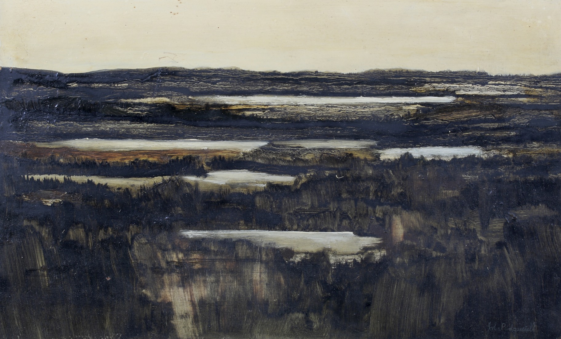 John Ridgewell (1937-2004), oil on board, Marsh Landscape Signed lower right.