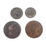 Four 18th and 19th century coins.