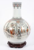 A large Chinese 20th century porcelain bottle-shaped vase.