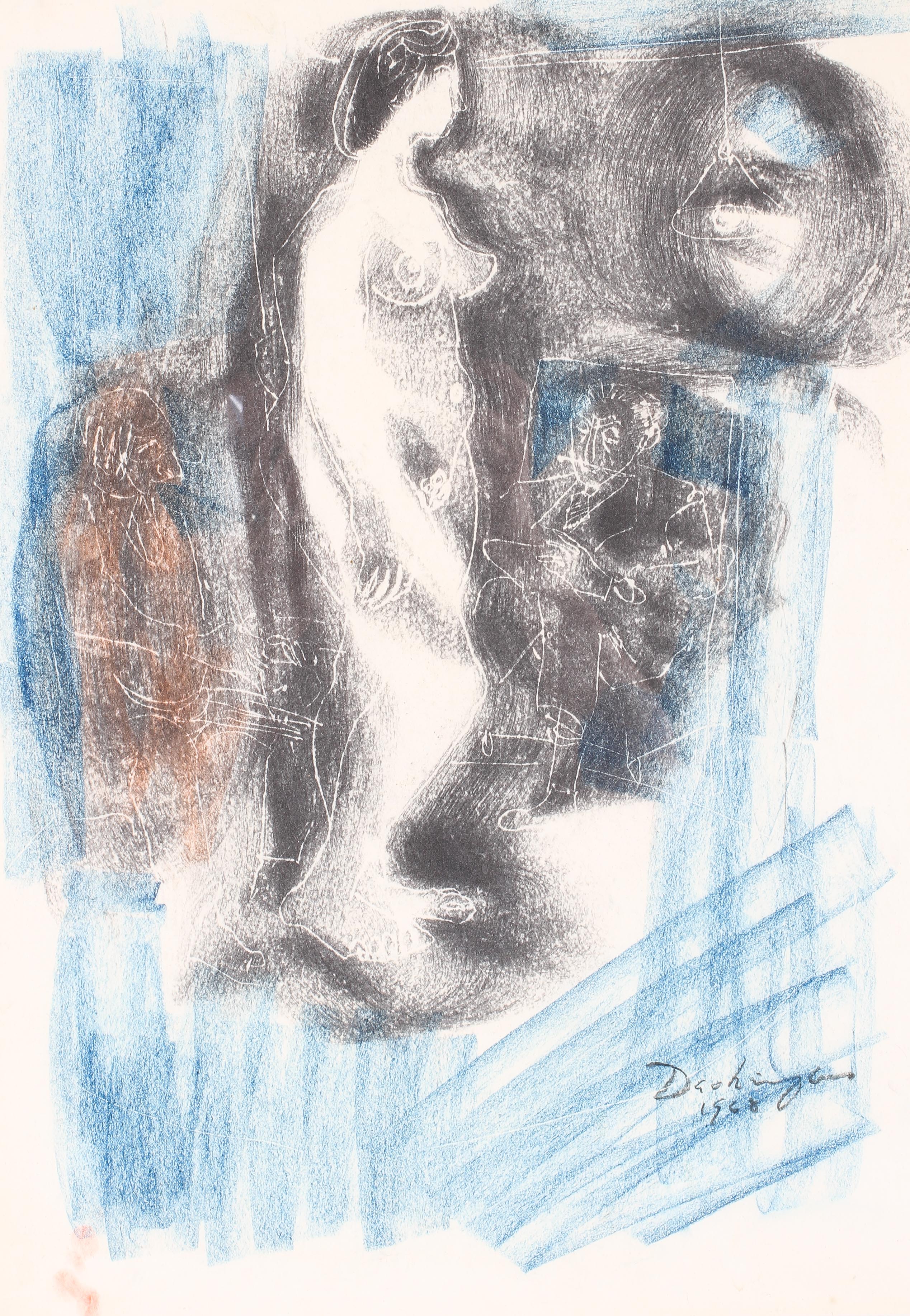 Hugo Dachinger (1908-1996), Standing Female Nude. Chalks and charcoal on paper. - Image 3 of 3