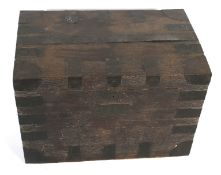 A 19th century ok twin handled metal bound trunk.