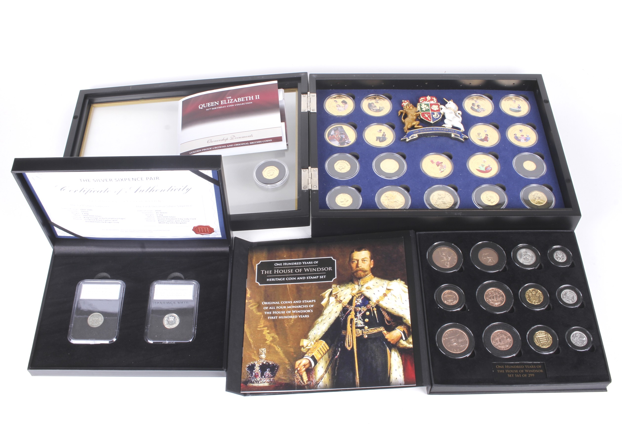 A Queen Elizabeth II 90th birthday coin collection. Containing nineteen coins, crown to 1/2 penny.