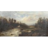 Late 19th century school, mountainous rapids in Canada. Oil on canvas, indistinctly signed D...