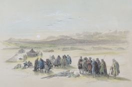 After David Roberts RA (1796-1864), Encampment of the Alloeen in Wady-Arabia, lithograph.