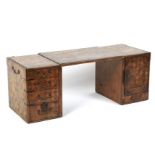 A Japanese Meiji late 19th century parquetry sectional desk top cabinet.