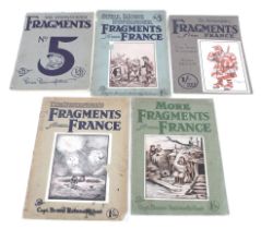 Five 'The Bystander's Fragments from France' magazines from World War I period.
