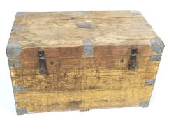 A 19th century / early 20th century metal bound pitch pine military trunk.