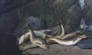 William Geddes (1841-1884), Trout from the Lorne Perthshire, oil on canvas.