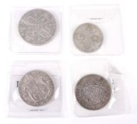 Four silver coins. 1889 double florin; two half crowns, 1899 and 1914; 1914 florin.