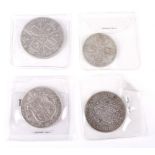 Four silver coins. 1889 double florin; two half crowns, 1899 and 1914; 1914 florin.