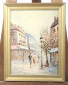 Manner of Caroline Burnett (1877-1950), Parisian Street Scene, oil and acyrlic on canvas.