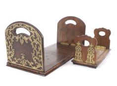 Two 19th century mahogany Brass bound adjustable book slides, one large L46.4cm x D21.