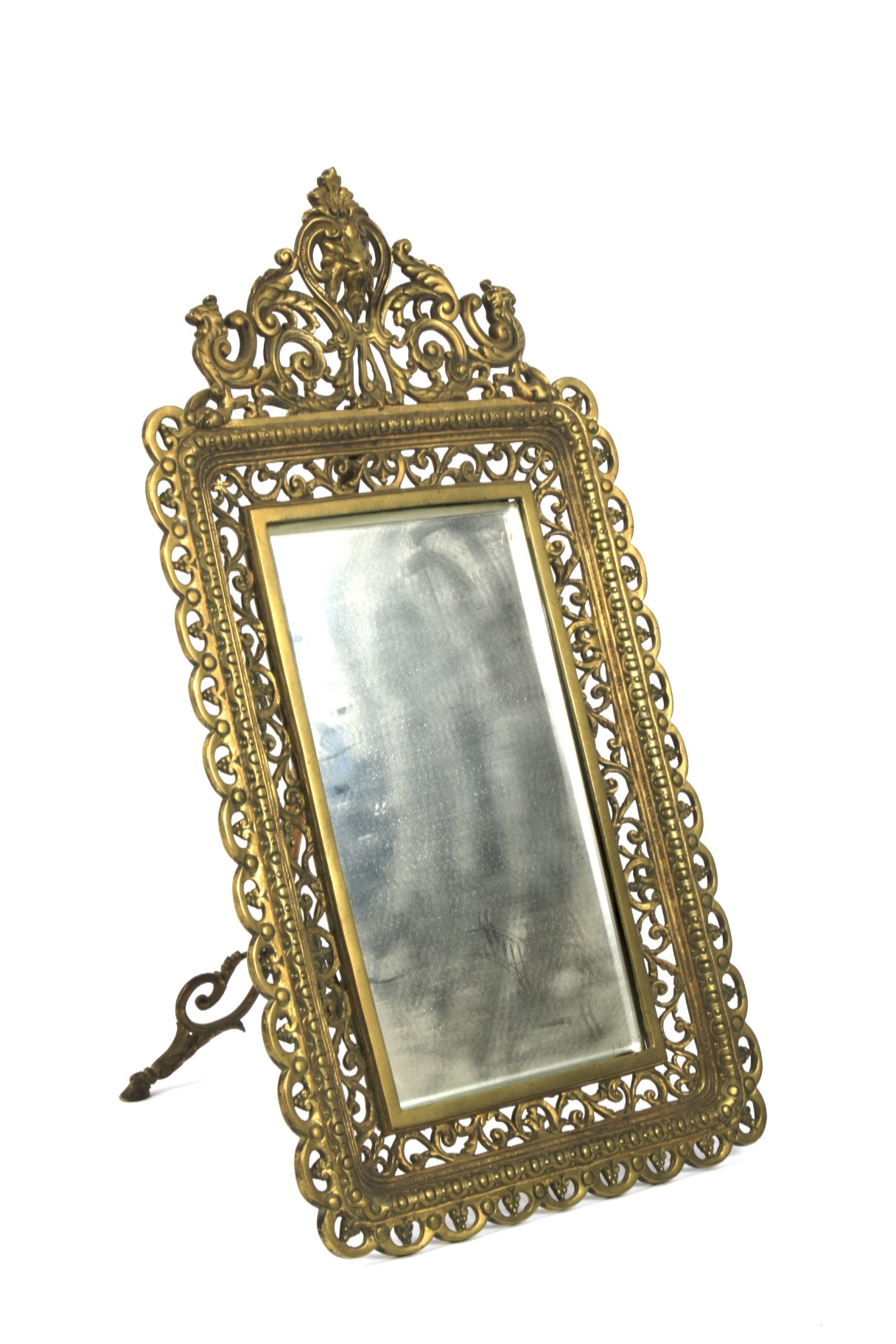 A Victoria brass easel mirror.