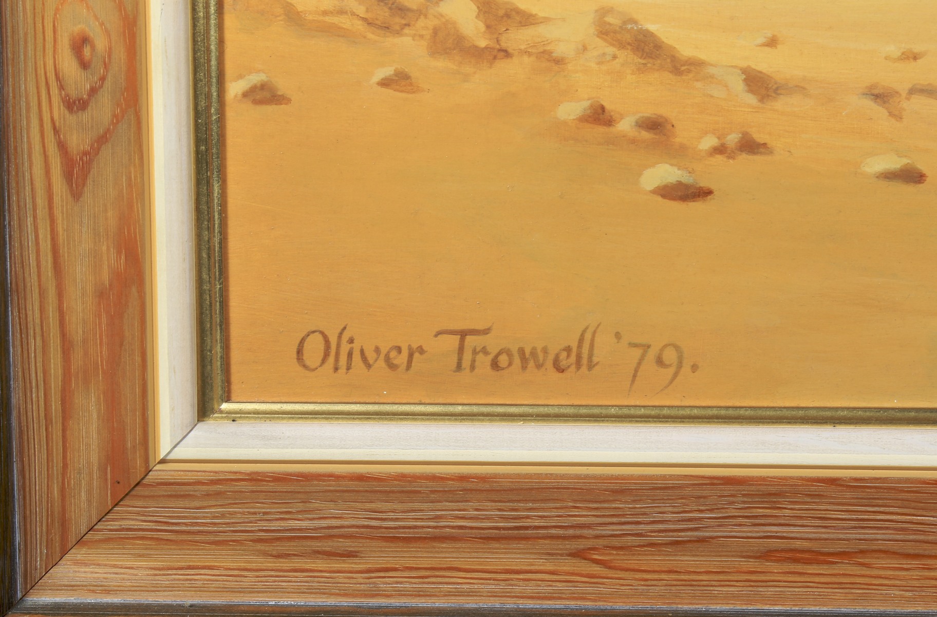 Oliver Trowell (20th Century), Figures on Camels in Egyptian Desert Landscape, oil on board. - Image 3 of 3