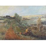 Evelyn Parker (20th Cenury School), Hillside Path, oil on board.