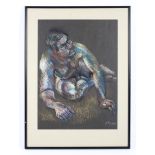 D Russell, Male Nude, pastel on paper. Signed and dated '83 lower right, framed, 40cm x 55cm exc.