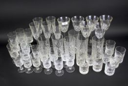 An assortment of drinking glasses. Including beakers, wine and champagne glasses, etc.