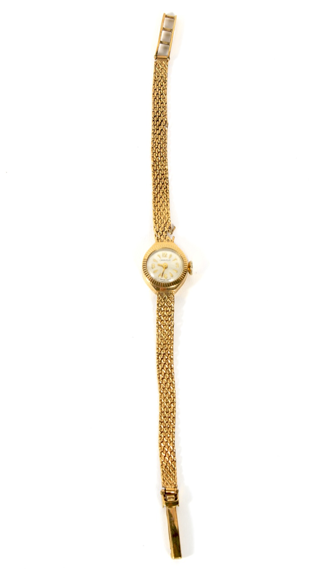 A vintage ladies 9ct gold wristwatch by Caravelle.