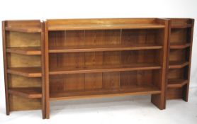 A large three section galleried pine bookcase.