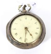 A George III silver cased fusee pocket watch with original outer case.