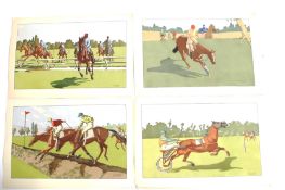 Four Charles Ancelin (1863-1940) horse racing chromolithographs.