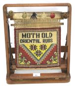 A vintage counter top advertising weave. Advertising Moth Old Oriental Rugs, H36.5cm.
