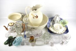 An assortment of ceramics and glassware.