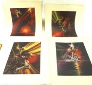 Four 1980s Excalibur screen prints. In the original packaging. 40.5cm x 50.