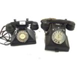 Two vintage telephones.