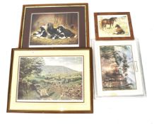 Four modern prints of animals, framed and glazed.